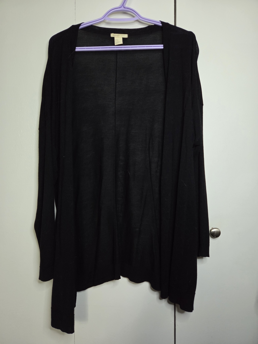H&M Women's XL Black Open-Front Cardigan Lightweight Long Sleeve Sweater